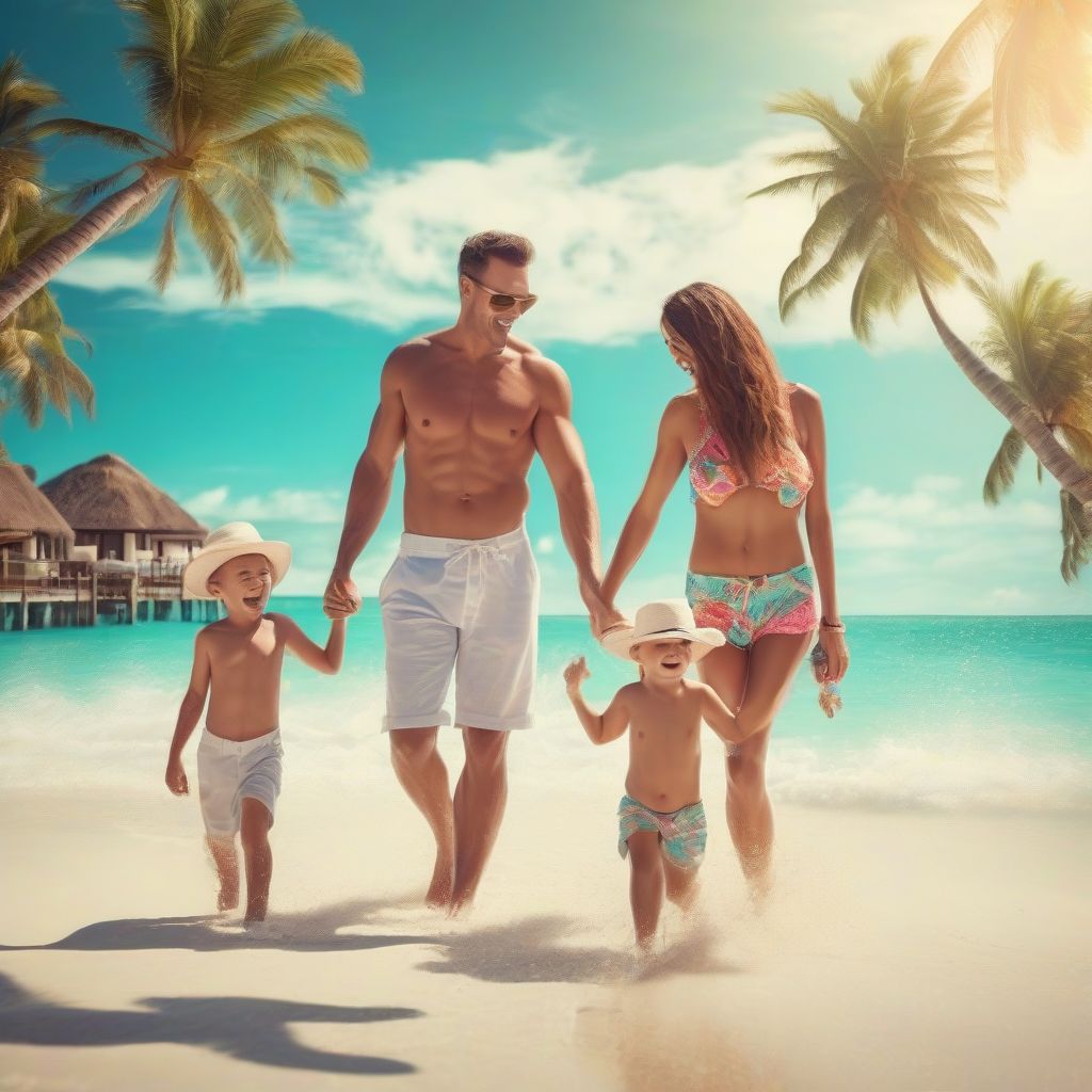 Family vacation at a beach resort